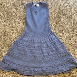 Sleeveless Knit Fit & Flare Dress - Dusty Blue